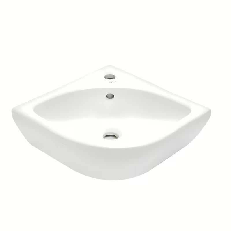 Baltas kampiniai mažas praustuvas vitra Integra 56x40 cm su persipylimo anga ir anga pro maišytuvui centre