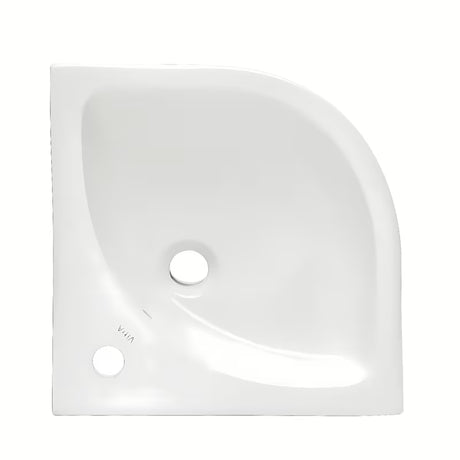 Bílé rohové umývátko VitrA Integra 56x40 cm s přepadem a otvorem pro baterii uprostřed