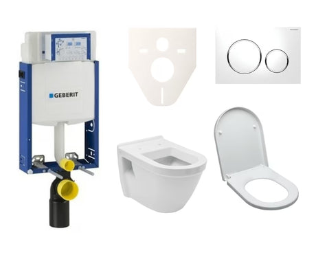 Závěsný WC set VitrA Integra s modulem k zazdění, nádržkou Geberit a bílým ovládacím tlačítkem