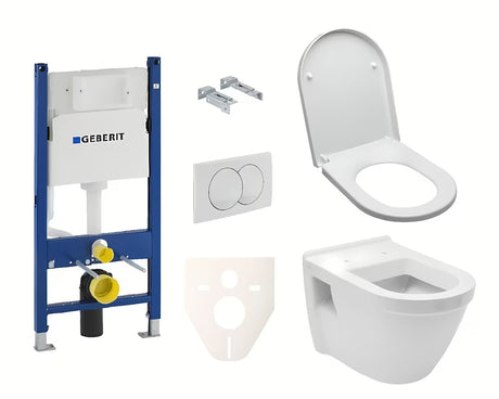 Závěsný WC set VitrA Integra s modulem Geberit Duofix a bílým tlačítkem Delta 20