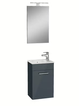 Vitra Mia koupelnová sestava 39x28 cm v antracitové barvě se skříňkou, umyvadlem, zrcadlem a LED osvětlením