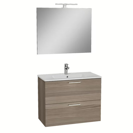 Koupelnová sestava Vitra Mia 79 x 39,5 cm v dekoru cordoba se skříňkou, umyvadlem, zrcadlem a LED světlem