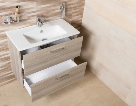 Koupelnová sestava Vitra Mia 79 x 39,5 cm v dekoru cordoba se skříňkou, umyvadlem, zrcadlem a LED světlem