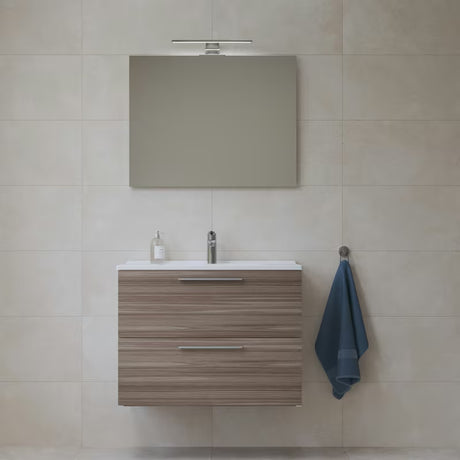 Koupelnová sestava Vitra Mia 79 x 39,5 cm v dekoru cordoba se skříňkou, umyvadlem, zrcadlem a LED světlem