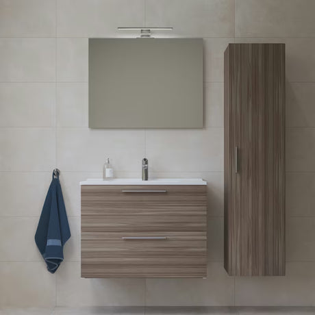 Koupelnová sestava Vitra Mia 79 x 39,5 cm v dekoru cordoba se skříňkou, umyvadlem, zrcadlem a LED světlem