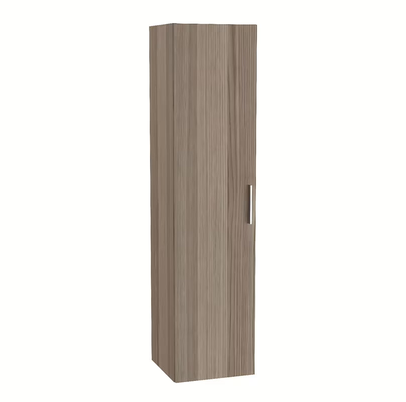 Vysoká závěsná koupelnová skříňka VitrA Mia 35x35x145 cm v dekoru cordoba s dvířky a policemi.