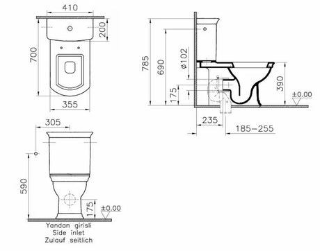 Bílý spodek ke kombi WC Vitra Ricordi bez nádržky a sedátka