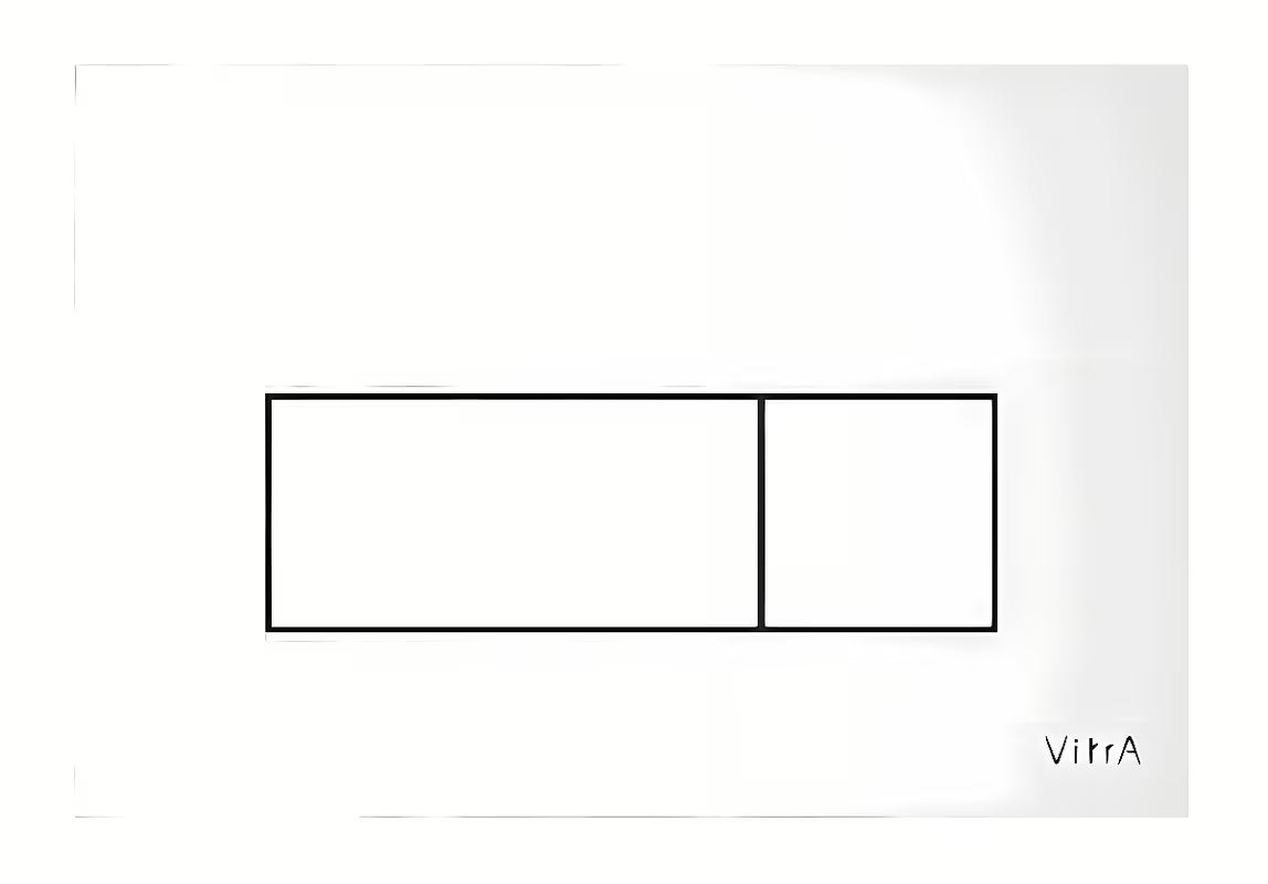 Bílé lesklé ovládací tlačítko Vitra Root Square z plastu pro nádržky VitrA s dvoučinným splachováním.