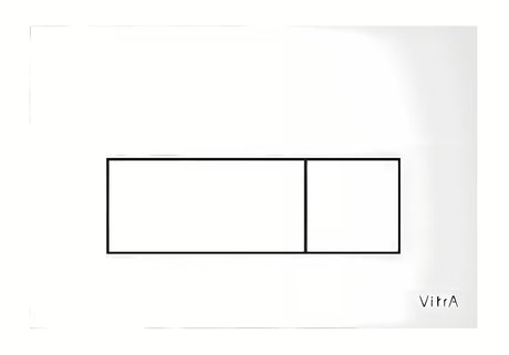 Bílé lesklé ovládací tlačítko Vitra Root Square z plastu pro nádržky VitrA s dvoučinným splachováním.
