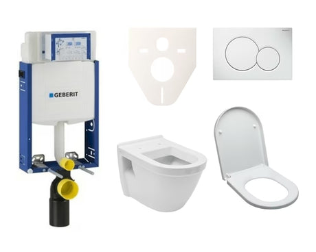 Závěsný WC set VitrA Integra k zazdění s nádržkou Geberit Kombifix a bílým ovládacím tlačítkem