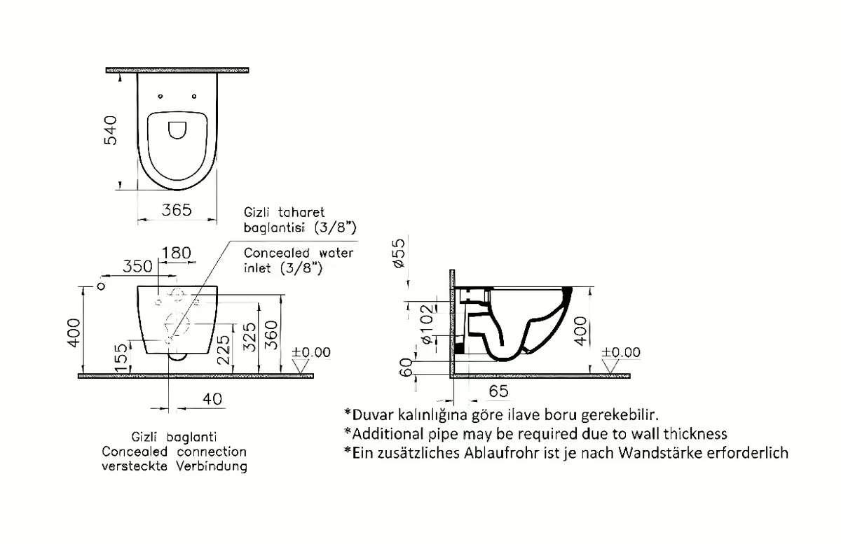 Závěsné WC VitrA Shift v bílé barvě s bidetovací tryskou bez splachovacího okruhu