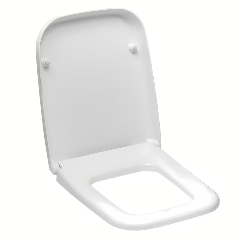 Bílé WC sedátko Vitra Shift z duroplastu se SoftClose a kovovými panty se skrytým uchycením.
