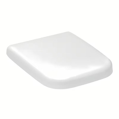 Bílé WC sedátko Vitra Shift z duroplastu se SoftClose a kovovými panty se skrytým uchycením.