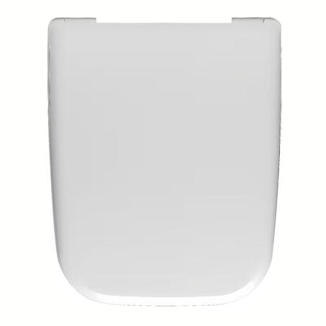Bílé WC sedátko Vitra Shift z duroplastu se SoftClose a kovovými panty se skrytým uchycením.