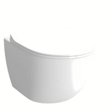 Bílé závěsné WC VitrA Shift bez splachovacího okruhu se skrytým uchycením a oblým tvarem.