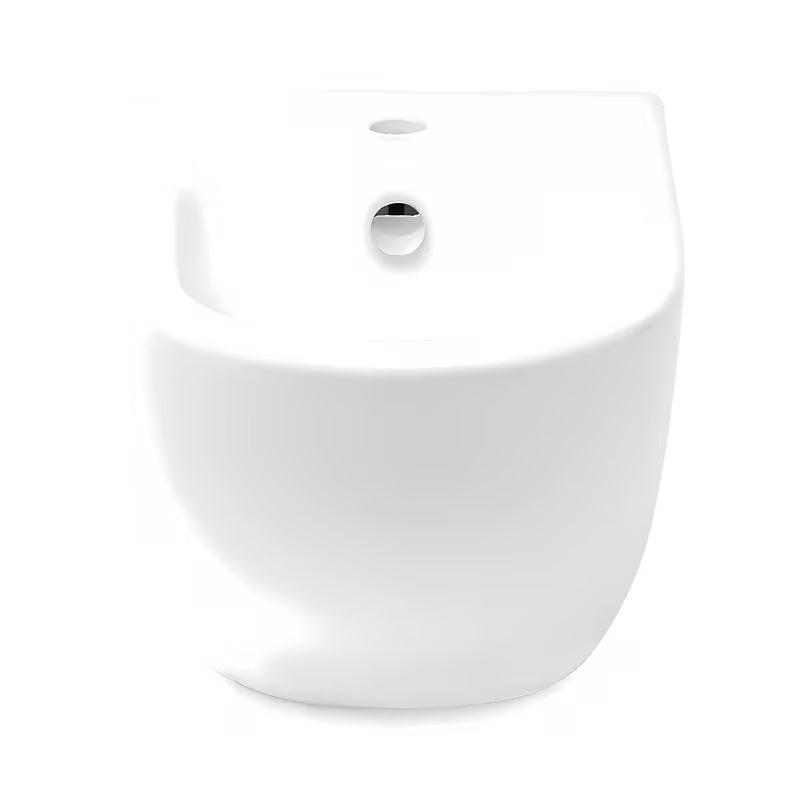 Bílý závěsný bidet VitrA Shift se skrytým uchycením keramiky bez rušivých krytek a otvorů.