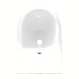 Bílý závěsný bidet VitrA Shift se skrytým uchycením keramiky bez rušivých krytek a otvorů.