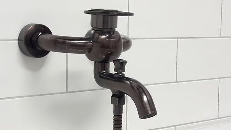 WF Industrial páková nástěnná vanová baterie se sprchovým setem v povrchu olejem gumovaný bronz dark-metal.