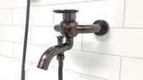 WF Industrial páková nástěnná vanová baterie se sprchovým setem v povrchu olejem gumovaný bronz dark-metal.