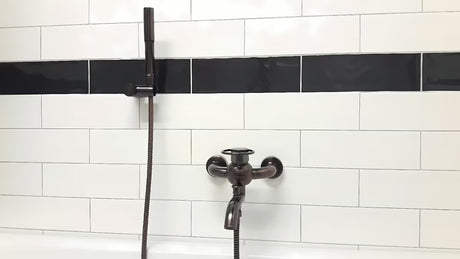 WF Industrial páková nástěnná vanová baterie se sprchovým setem v povrchu olejem gumovaný bronz dark-metal.
