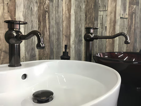 Páková stojánková umyvadlová baterie WF Industrial Dark-Metal bez výpusti v povrchu olejem gumovaný bronz.
