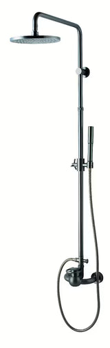 Sprchový systém WF Industrial v povrchové úpravě olejem gumovaný bronz s hlavovou sprchou 20 cm