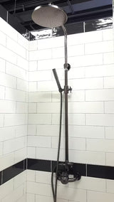 Sprchový systém WF Industrial v povrchové úpravě olejem gumovaný bronz s hlavovou sprchou 20 cm