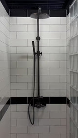 Sprchový systém WF Industrial v povrchové úpravě olejem gumovaný bronz s hlavovou sprchou 20 cm