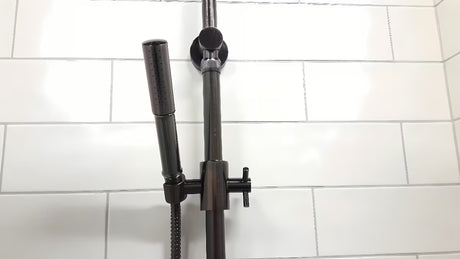 Sprchový systém WF Industrial v povrchové úpravě olejem gumovaný bronz s hlavovou sprchou 20 cm