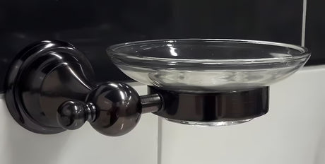 Nástěnná mýdlenka WF Industrial Dark-Metal v úpravě olejem gumovaný bronz se skleněnou mýdlenkou.